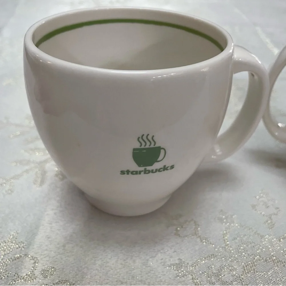 Starbucks Barista 2003 White Ceramic Coffee Mugs x2
